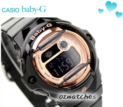 CASIO BABY-G DIGITAL 200M BG-169G BG-169G-1D GROSS BLACK ROSE GOLD FACE 100% AUTHENTIC with BOX