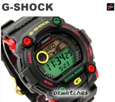 CASIO G-SHOCK RASTAFARIAN 1000 HOUR STOPWATCH G-7900 G-7900RF-1 STOCK RESISTANCE 