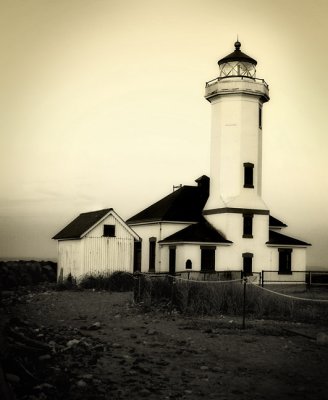 The Point Wilson lighthouse is located at Fort Worden in Port Townsend