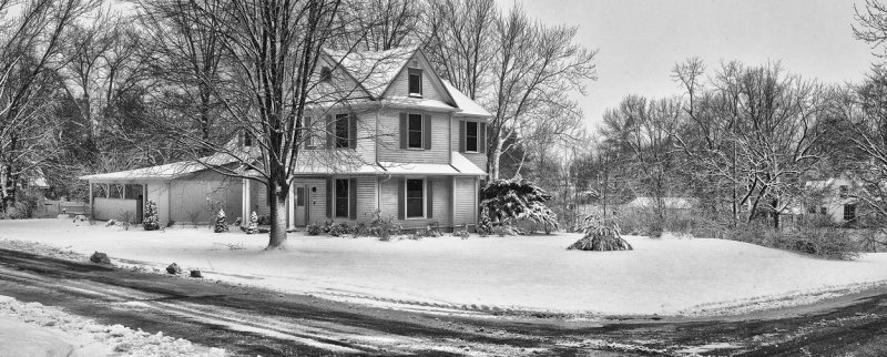 7th Street House in Snow (B&W)