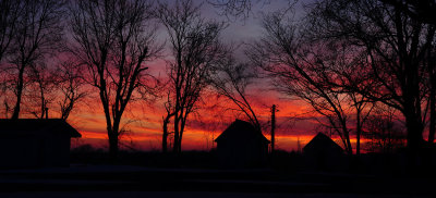 Sunset with Farmstead and Trees