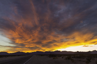 Sunset on road to Stovepipe Wells Village