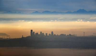 slow clearing sky over Seattle 