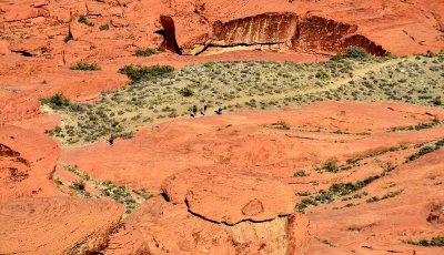exploring sandstone formation, Red Rock Canyon, Las Vegas, NV