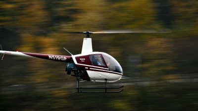 Jez and student, R-22 Helicopter, Boeing Field, Seattle 