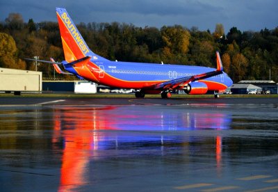 Southwest Airlines, SWA, Boeing 737, Boeing Field, Seattle, WA  