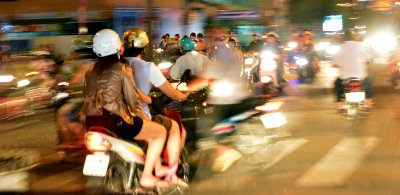 blur of scooters, Saigon, Vietnam  