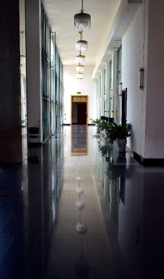 hallway in Reunification Palace, Saigon, Vietnam  