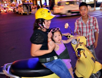 scooter seatbelt for baby, Saigon, Vietam  