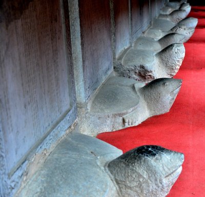 Tortoises with stone steles, Temple of Literature, Hanoi, Vietnam 