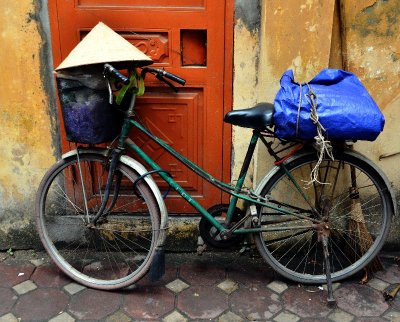 bicycle and hat, Hanoi, Vietnam   