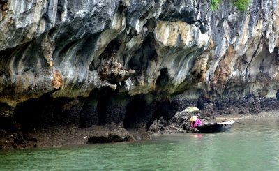 rough water on cliff, Dau Do Island,  Ha Long Bay,  Vietnam  