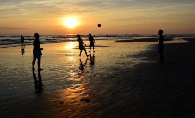 game of soccer on beach, Sao Bien public beach, Danang, Vietnam  