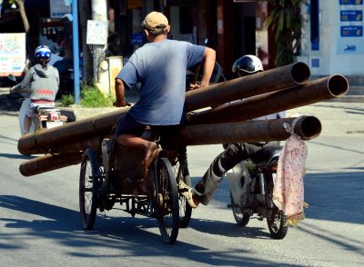 cyclo with metal pipes, Danang, Vietnam  