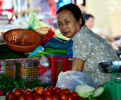 vegatable seller, Hoi An market, Vietnam 