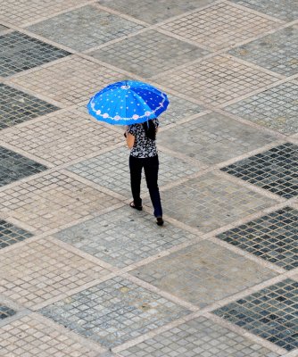 blue umbrella, Saigon, Vietnam 