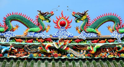 dragons, phoenix, Nghia An Pagoda, Cho Lon, Saigon, Vietnam  