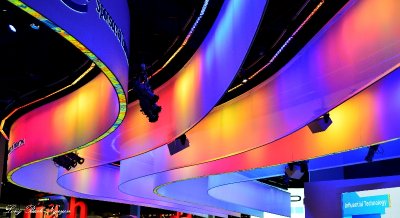rainbow ribbons, Intel, CES, Las Vegas, Nevada  