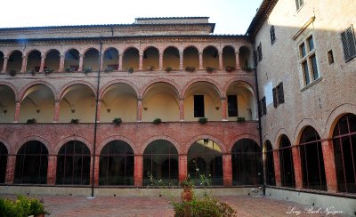 Inner courtyard, Abby Monte Oliveto Maggiore, Asciano, Italy  