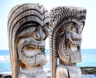 statues, Place of Refuge, Kona,  Hawaii 
