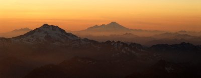 Sunset by Glacier peak and Baker