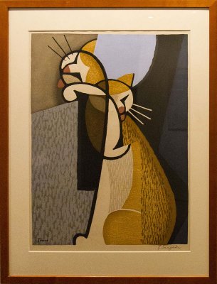 Inagaki Tomoo Cat Making Up, 1962 - Color woodblock print