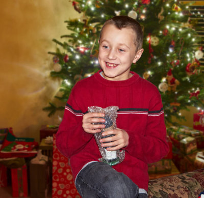 Happiness  - receiving a fun gift on Xmas