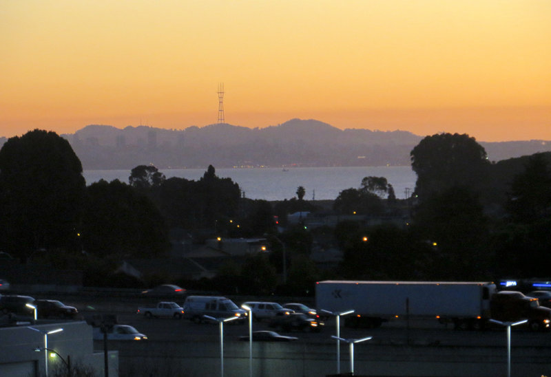 Sunset, SF Sutro Tower, freeway. 236mm-equiv, iso400, Day 2, w/ default compression. 0166