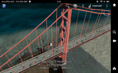 Google Earth - ScreenShot - Golden Gate Bridge- on Kindle Fire HD 7