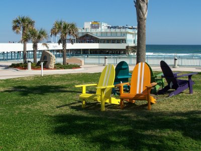 Colorful chairs near Main St. Pier