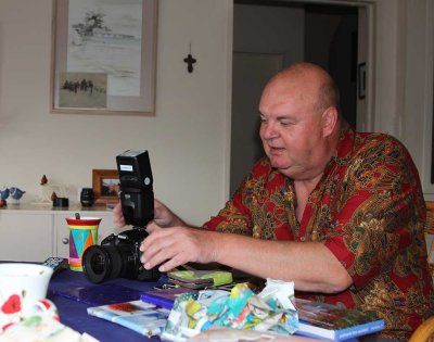 Our visitor from Holland - Hans - working on his camera