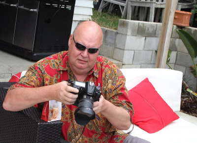 Hans checking out his nikon - should have got a CANON