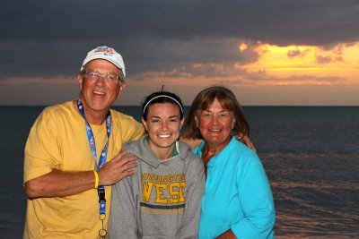 With Our Daughter at Sunset on Pass-A-Grille Beach