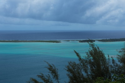 Looking west from over the Bora Bora lagoon