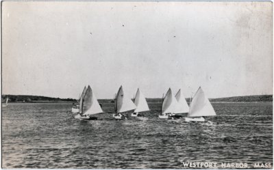 Westport Harbor, Mass. (catboats on river)