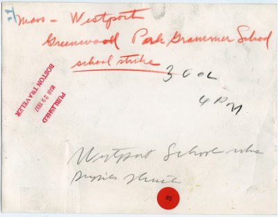 Westport Greenwood Park Grammar School Strike 29 Mar 1937 reverse