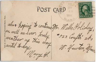 Post Office and Gifford's Store, Horseneck, Mass. copy B reverse