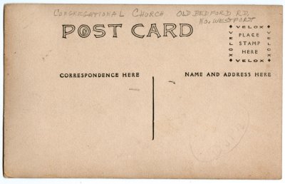 Congregational Church Old Bedford Rd. Westport reverse