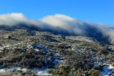 Cloud-covered ridgeline