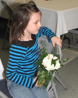 Sydney with her bouquet