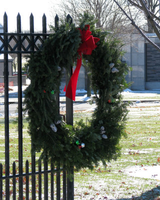Wreath on left gate