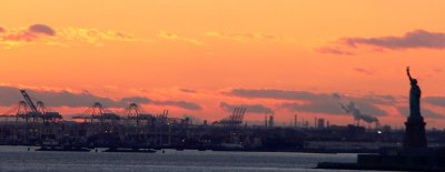 Statue of Liberty Overlooking Shipyards