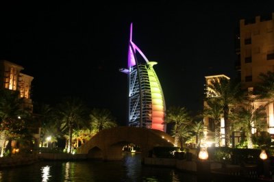 Burj Arab, sail boat hotel and Madinat Jumeirah, Dubai UAE
