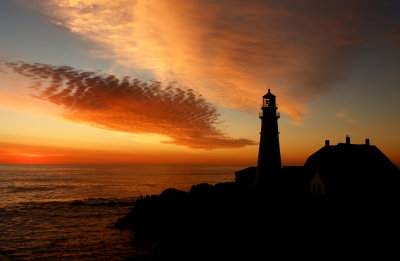 1382DSC09975/stnd PORTLAND HEAD LIGHT, by donald verger lighthouse angler meets the sunrsise!