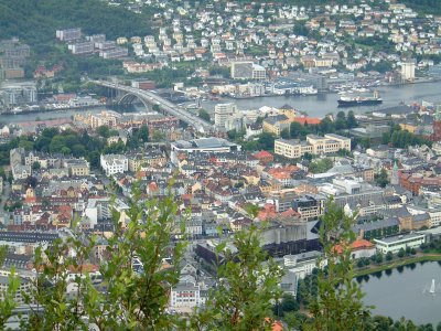 Views of Bergen from Mount Floya at the top of the funicular