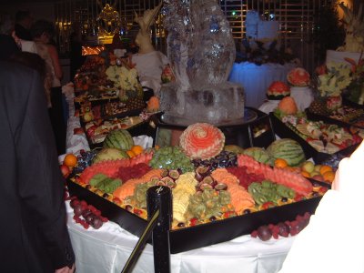 Gala buffet. Fruit and fruit carvings