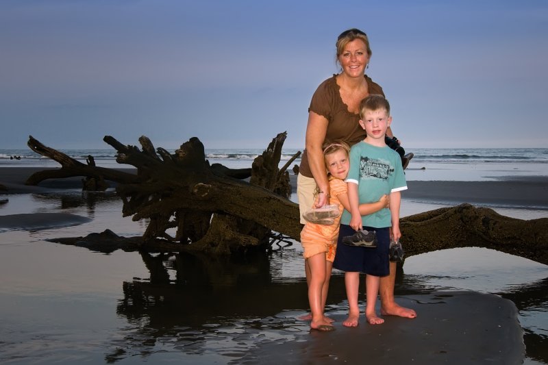 Beth with kids on island in South Carolina