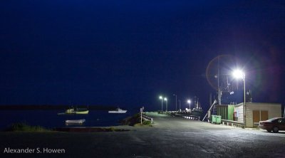 Currie Harbour wharf by night