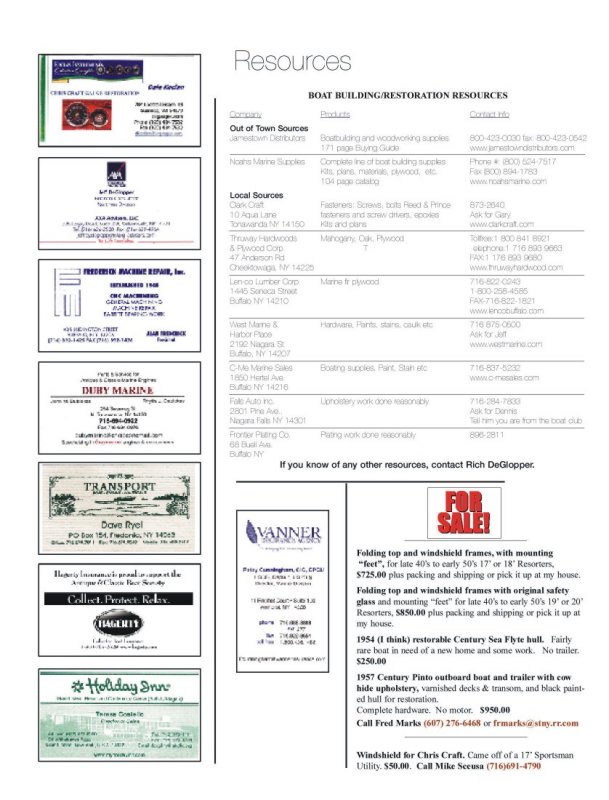 SPRING 2008 Newsletter - Niagara Frontier Antique & Classic Boats