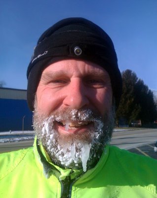 This is what an air temp of 4 degrees does to anyone with a beard!